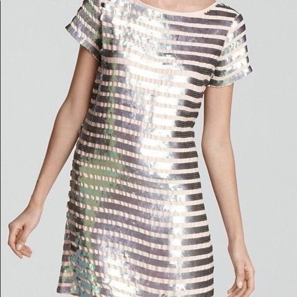 French Connection Fast Eden Sequin Short Sleeve Mini Dress Size 0